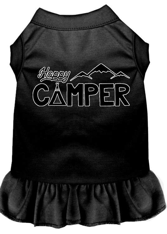 Happy Camper Screen Print Dog Dress Black 4X (22)